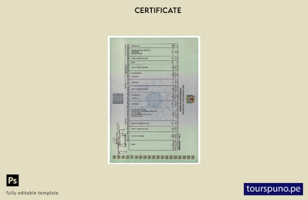 listo para imprimir certificado de nacimiento de TANZANIA, plantilla de versión